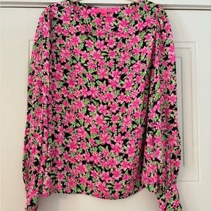 Lilly Pulitzer Pink and Green Floral Blouse